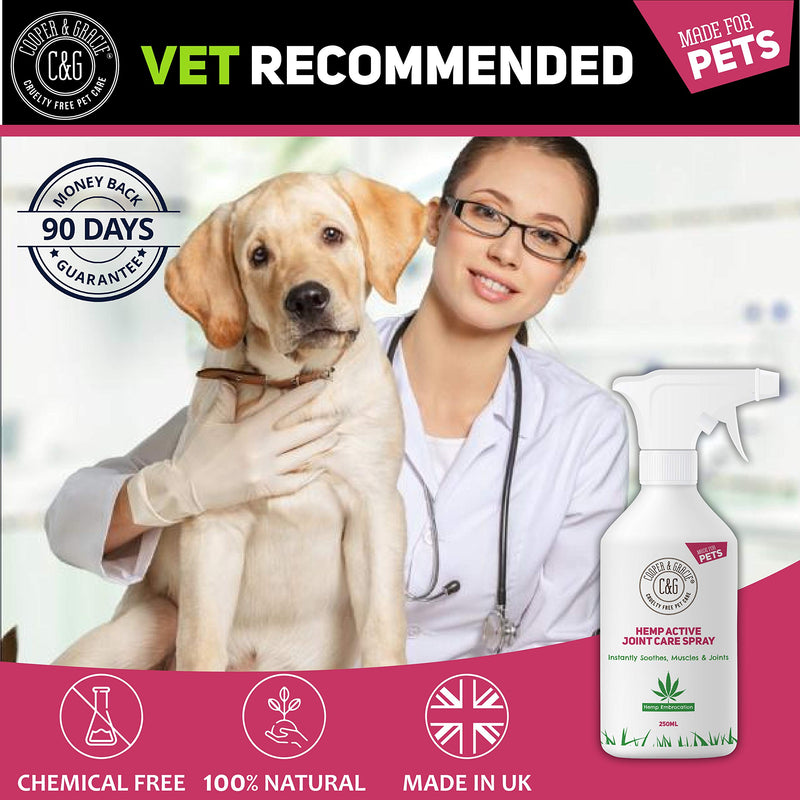 C&G Pets | HEMP ACTIVE JOINT CARE SPRAY 250ML | INSTANT SOOTHES MUSCLE & JOINT | QUICK ABSORB | 100% CRUELTY FREE VET RECOMMENDED | BEST FOR DOGS AND HORSES | AMAZING ESSENTIAL OIL EMBROCATION - PawsPlanet Australia