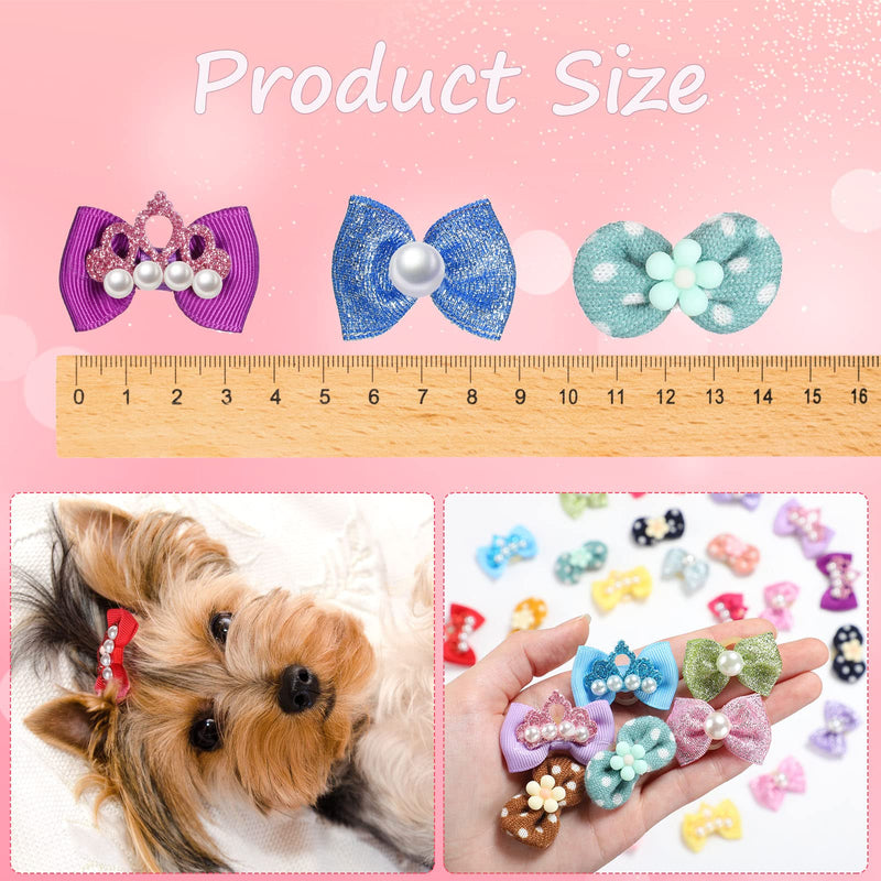 36 Pcs Dog Bows, 15 Pairs Dog Puppy Hair Bows with Rubber Bands for Dogs Puppy Rubber Bands Dog Hair Accessories Cute Small Dog Hair Bowknot for Doggie Doggy PET Puppies Small Medium Large Girl Hair - PawsPlanet Australia
