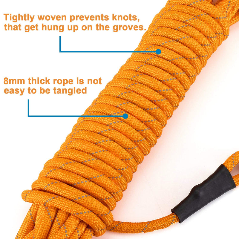 HAPPY HACHI Dog Training Lead, 10m/33ft Dog Long Lead Line Rope Reflective Nylon Recall Obedience Leash for Pet(Orange) Orange - PawsPlanet Australia