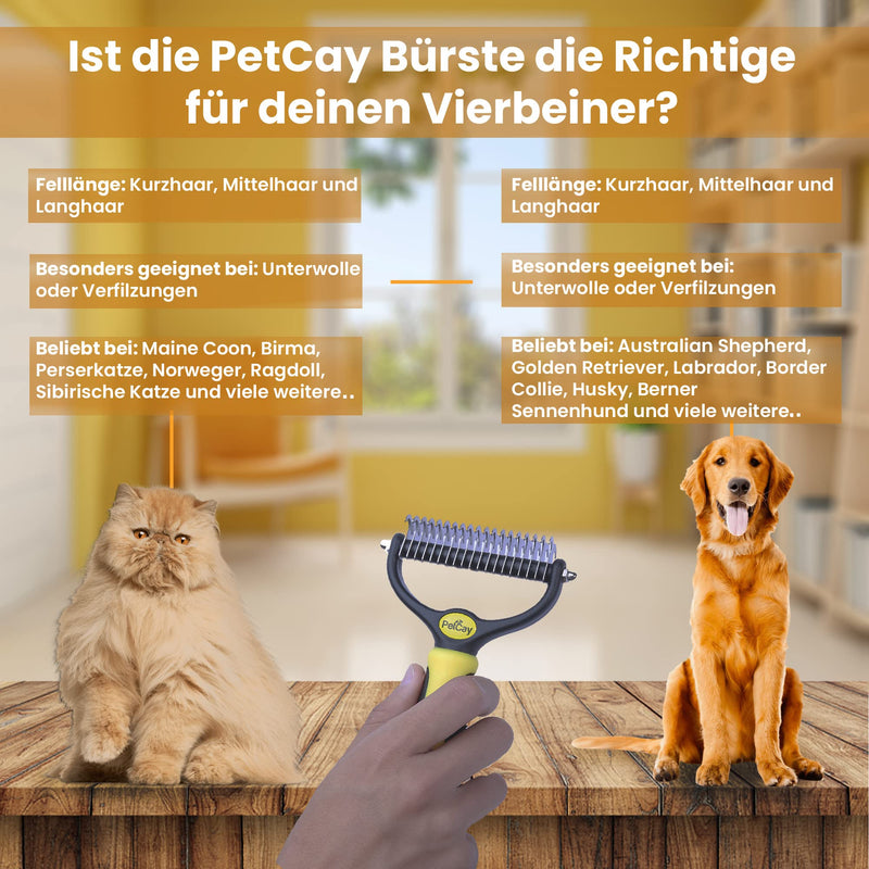 PetCay Premium undercoat brush de-matting curry comb for dogs and cats with medium to long hair - undercoat brush against matting and undercoat - PawsPlanet Australia