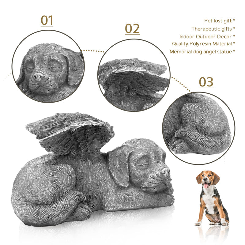 Offfay Pet Memorial Stone, Dog Memorial Gifts, Resin Pet Memorial Statue Grave Marker for Cemetery Memorial Bereavement Gifts Angel Wings Figurine to Honor Cherished Pets - PawsPlanet Australia