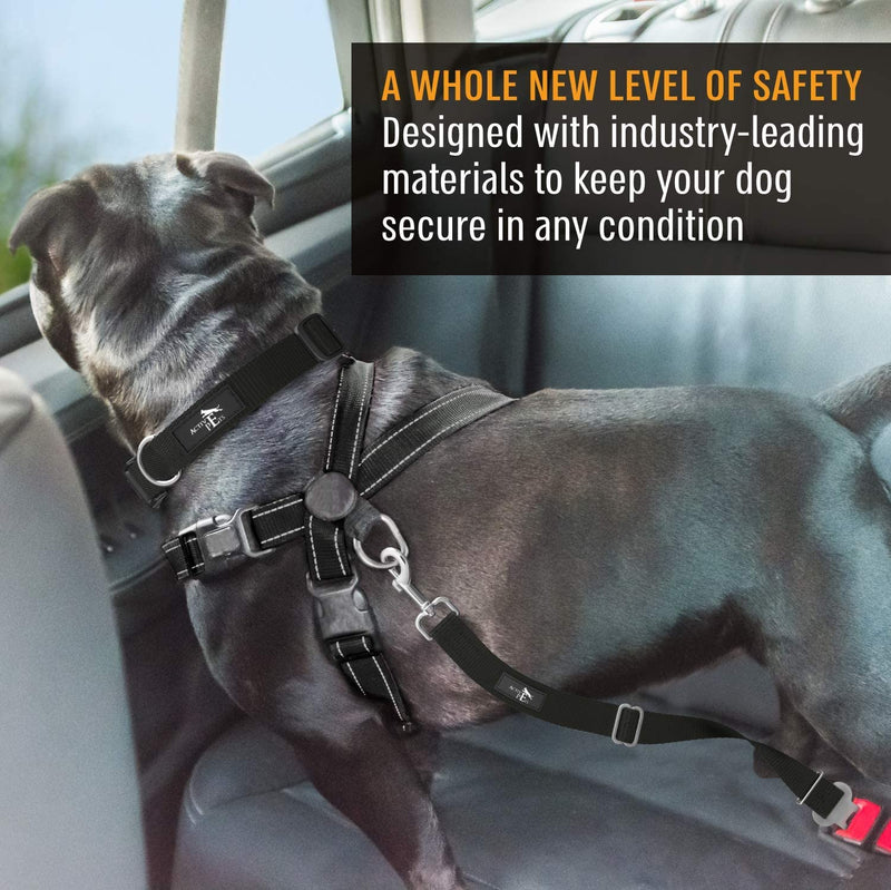 Active Pets Dog Car Harness - Dog Seatbelts for Cars, Trucks, Travel - Tether Belt for Small & Large Dogs 1 Pack Black - PawsPlanet Australia