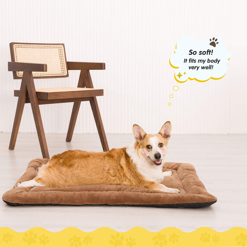 PEOPLE&PETS Dog Bed Mat Soft Crate Mat, Anti-Slip Pet Mattress, Machine Washable Dog Kennel Pad for Pets Sleeping (38'' x 26'', Brown) 38'' - PawsPlanet Australia