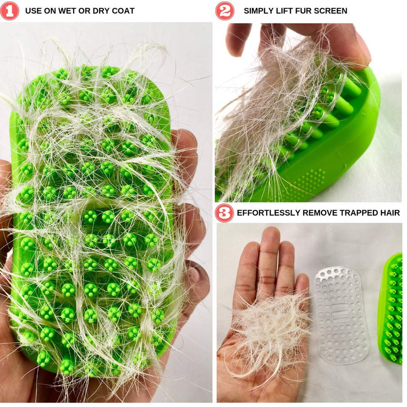 [Australia] - TANK AND SHERMAN Dog Shampoo Rubber Brush – Easy to Clean Dog Bath Brush with Fur Catching Screen – Soft 4 Point Bristle Cat and Dog Brush – Enjoy Dog Bathing and Dog Grooming Once Again 