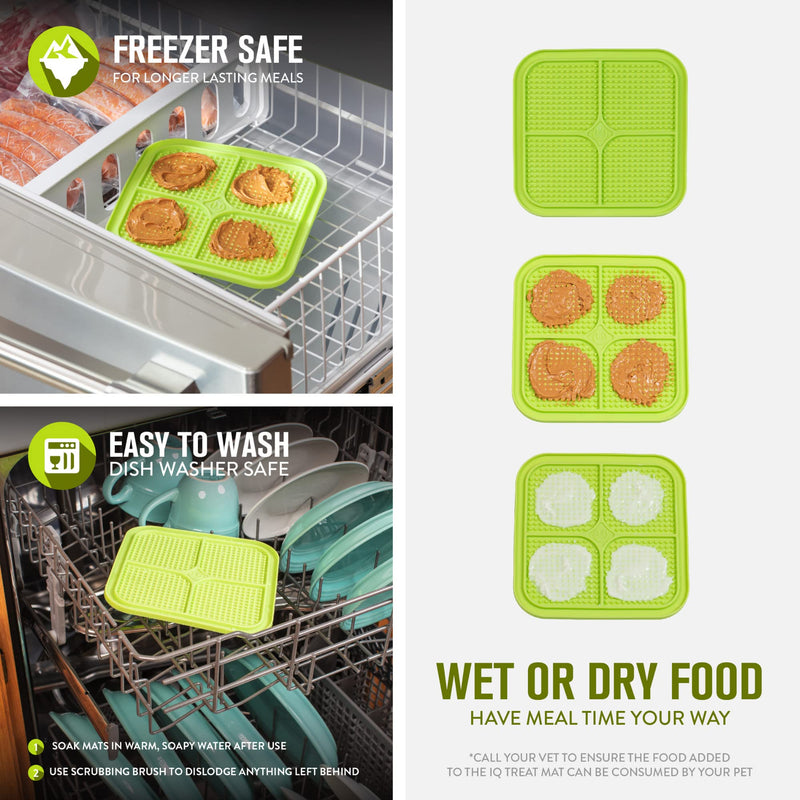 Hyper Pet IQ Treat Mat | Made in USA | Dog Lick Mat & Fun Alternative to Slow Feeder Dog Bowls, Snuffle Mat for Dogs, and Dog Puzzle Toys | Calming Mat for Dog Anxiety Relief | Just Add Healthy Treats S/M Green - PawsPlanet Australia