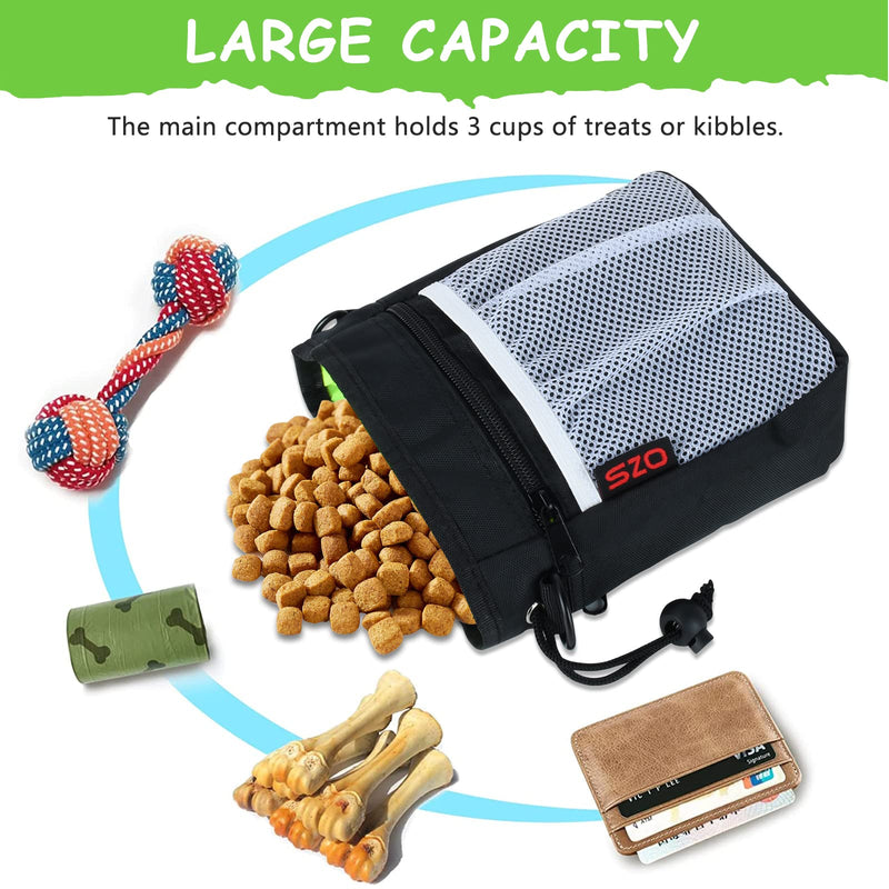 Dog Treat Pouch - 3 Ways to Wear Treat Pouches for Pet Training and 2 Pieces Clicker Taining for Dogs, Dog Training Treat Pouch Bag with Waist Belt Shoulder Strap - Black - PawsPlanet Australia