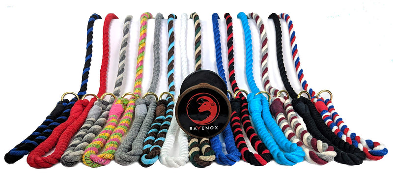 [Australia] - Ravenox Slip Lead Rope Dog Leash | Strong and Comfortable Cotton Rope Dog Leash for Pets | Handmade in The USA with 100% American Made Rope | 6 Feet Long | for Small, Medium & Large Dogs 1/2-inch x 6-feet Burgundy, Silver & White 