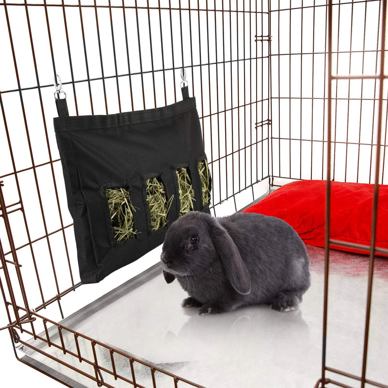 2 Pieces Guinea Pig Hay Bag with 4 Holes Small Animal Hay Feeder Bag Large Size Hanging Feeder Nylon Sack Rabbit Feeder Hay Bag for Guinea Pig Rabbit Chinchilla Hamsters Small Animals (Black) Black - PawsPlanet Australia