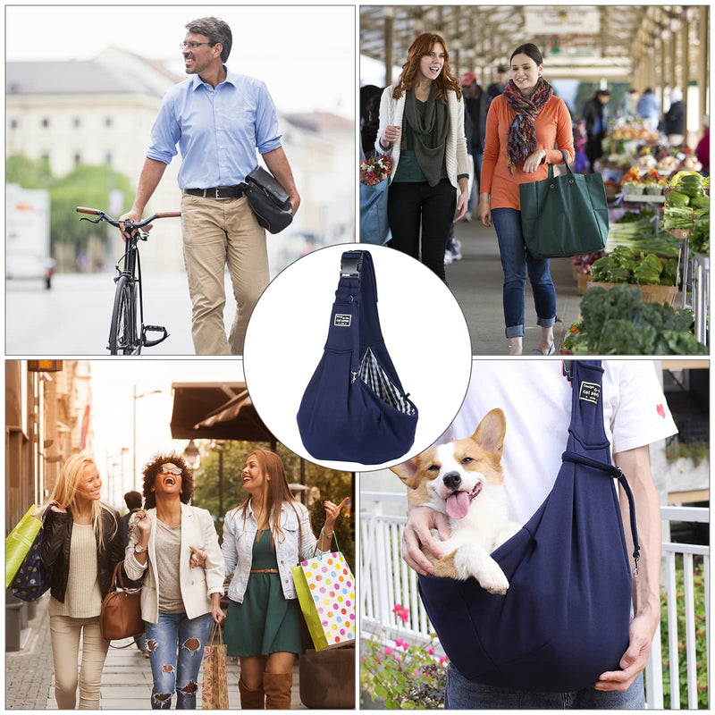 GLAITC Small Dog Puppy Sling Carrier,Puppy Sling Carry Bags Adjustable Hands Free Cat Carry Bag with Pocket and Safety Belt Carrier for Small Dogs and Cats Outdoor Walking Travel Shopping Blue - PawsPlanet Australia