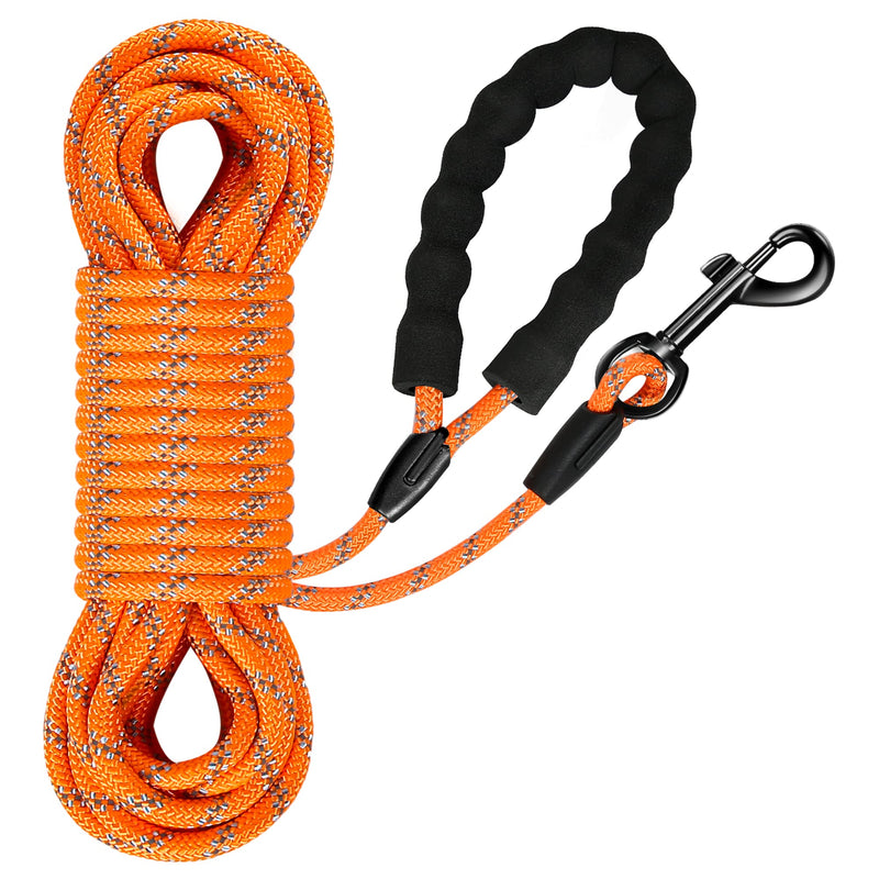 IOKHEIRA drag leash 15 m for dogs, training leash for large to small dogs, dog leash with hand strap, stable 360° carabiner hook, reflectors, orange-0.8 cm - PawsPlanet Australia