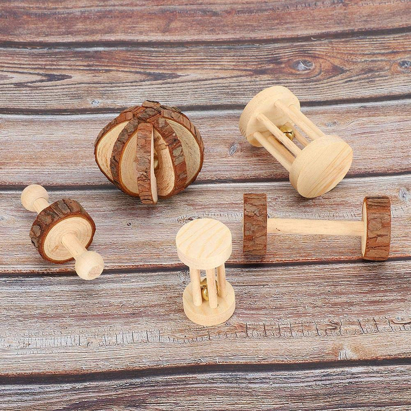 5Pcs/Set Hamster Wood Ball Hamster Wooden Safety Playing Toy Wooden Hamster Chew Toys For Chinchillas Rabbit Guinea Pig - PawsPlanet Australia