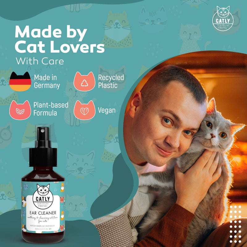 Catly Antibacterial spray Ear Cleaner | Cat ear cleaner and cat ear mite treatment | Camomile oil spray 100ml | Alternative to cat ear drops - PawsPlanet Australia
