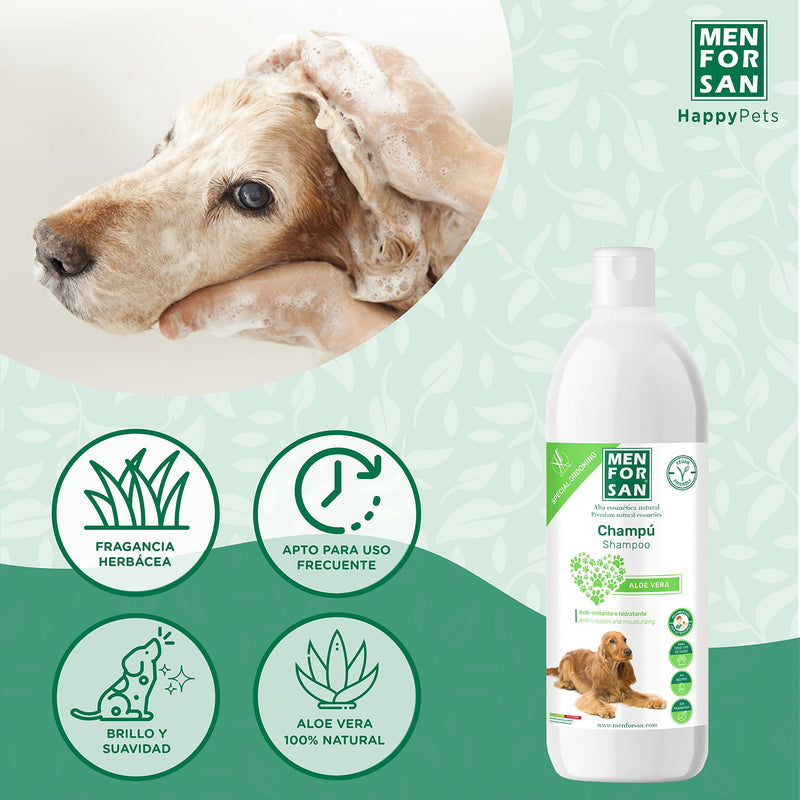 MENFORSAN Aloe Vera dog shampoo 1 liter - pack of 2, green - PawsPlanet Australia