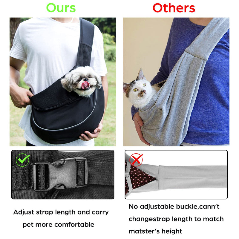 Pet Dog Sling Carrier Breathable Mesh Sling Bag Safe Hands Free Adjustable Dog Satchel for Small Dogs Cats to Outdoor Travel Black - PawsPlanet Australia