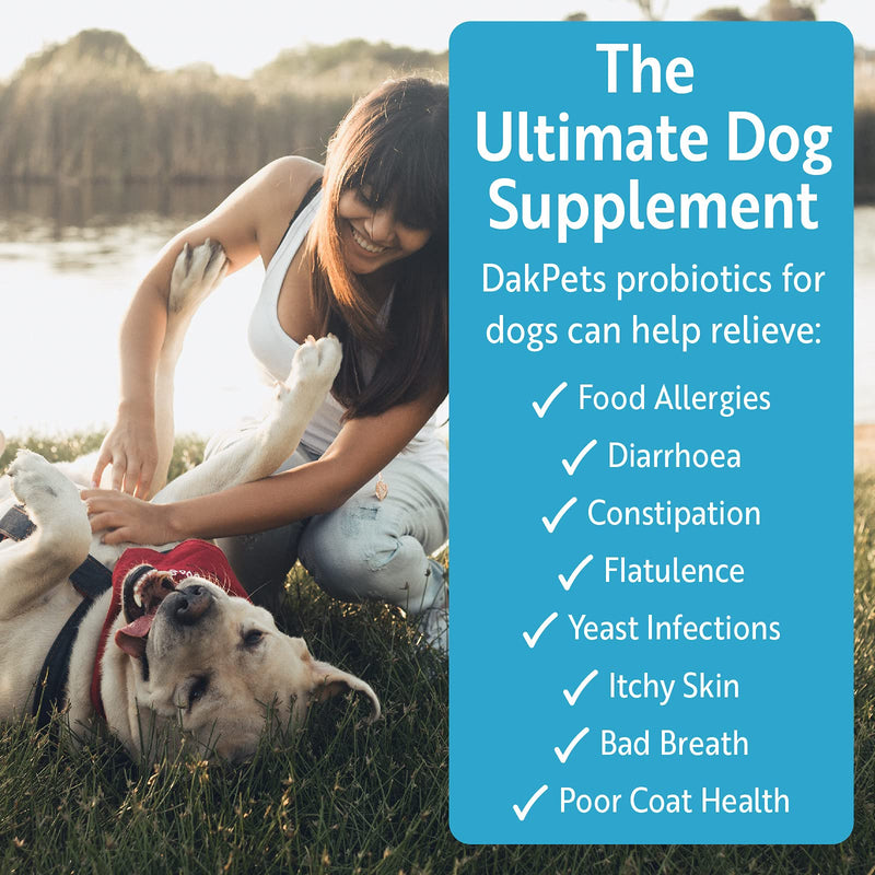 DakPets Probiotics for Dogs | Cat and Dog Probiotics for Bad Breath, Wind, Diarrhoea and More | Natural Itch Relief for Dogs and Dog Yeast Infection Treatment | UK-Made Dog Supplements - PawsPlanet Australia