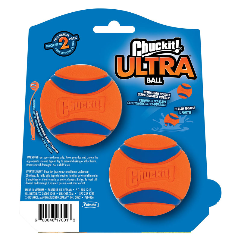 Chuckit - Ultra Ball Medium 2 pieces - 2 hunting balls for dogs - Robust and versatile ball - Ball that floats on the water surface - Compatible with Chuckit launchers - 6.5 cm diameter Multi M - PawsPlanet Australia