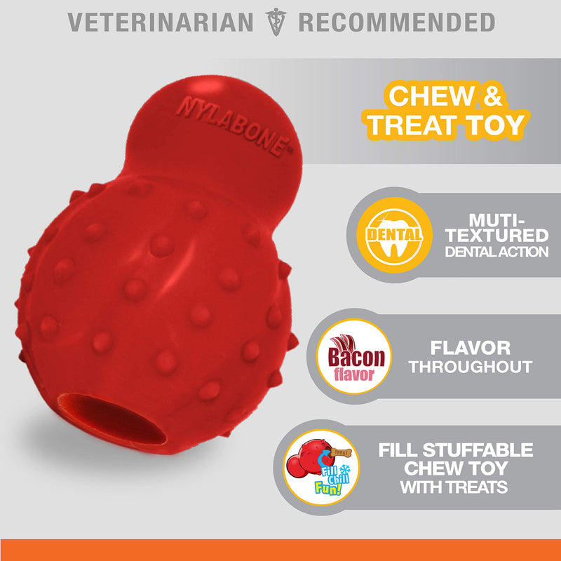 Nylabone Rubber Cone Dog Chew Toy, Bacon Flavour, Stuff with Treats, Peanut Butter and Food, Medium, for dogs up to 16 kg M - PawsPlanet Australia