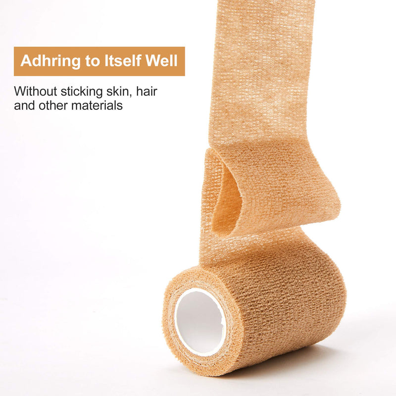 Cohesive Bandage Tape 10cm X 4.5m, 8 Rolls Self Adhesive Bandage Vet Wrap for First Aid, Sports, Sprains & Swelling, Human, Animals Beige - PawsPlanet Australia