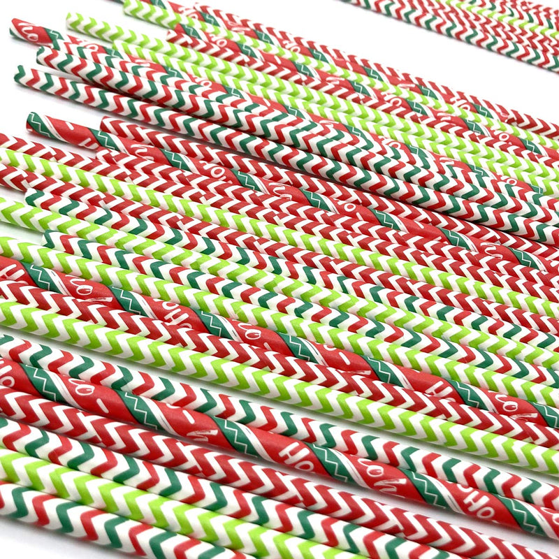 100Pcs Christmas Paper Drinking Straws Red Green Wave Patterned Drinking Straws Biodegradable Paper Straws for Christmas New Year Party DIY Decoration Accessories - PawsPlanet Australia