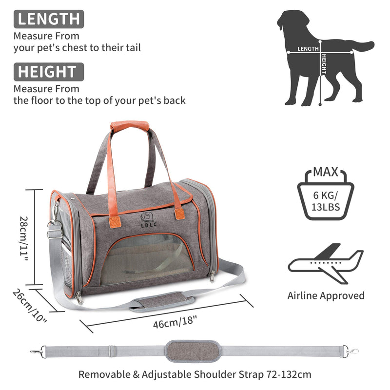 PETTOM Pet Carrier,Cat Carrier Airline Approved Dog Carrier with Luxury Fleece Bedding, Portable Soft Sided travel carrier for Small Medium Cats&Dogs. 47 x 27 x 28 CM Dark Grey - PawsPlanet Australia