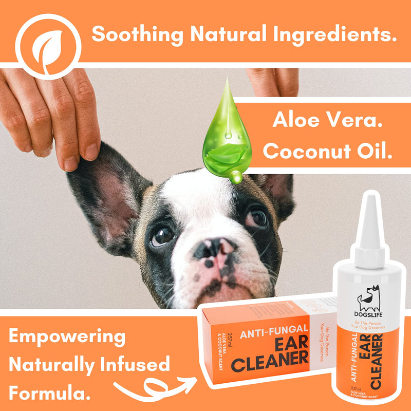 Dog Ear Cleaner | Natural Ear Cleaner For All Dogs | Ear Wash To Stop Itchy, Smelly Ears & Remove Wax | Organic Coconut Oil & Aloe Vera Formula | Ear Cleaning Solution For Dogs - PawsPlanet Australia