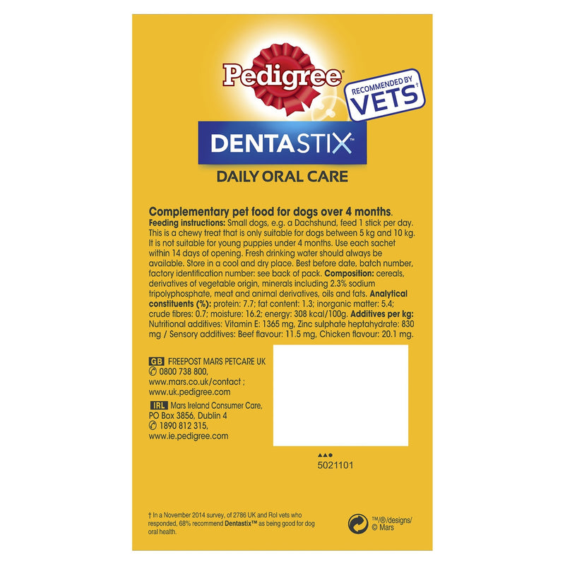 Pedigree DentaStix Daily Dental Chews Small Dog, 28 Sticks Original - PawsPlanet Australia