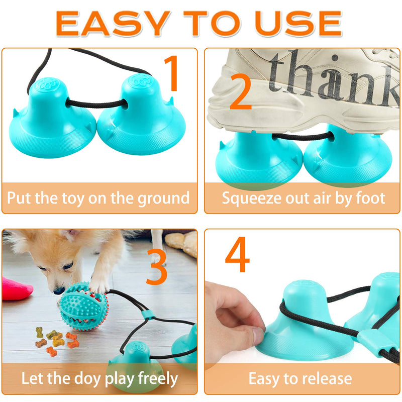 [Australia] - FANZ Dog Tug Toy with Double Suction Cup and Sticker- Interactive Dog Chew Toy for Teeth Cleaning, Pet Molar Bite Toy for Dogs Double Suction Cups 