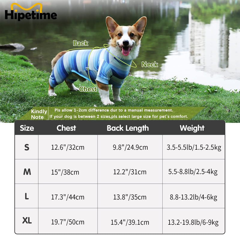 Hipet Dog Onesie After Surgery Dog Surgical Recovery Suit Female Male for Abdominal Wounds, Bodysuit With Sleeve Prevent Licking Biting Shedding E-Collar Alternative Pajamas For Small Medium Dog S Blue - PawsPlanet Australia