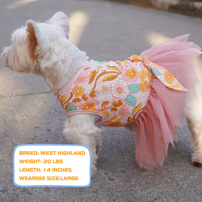 KYEESE Dog Dress Tiered Layer Tutu Tulle Dogs Party Dresses Puppy Dress for Small Dogs Summer X-Small (Pack of 1) Orange - PawsPlanet Australia