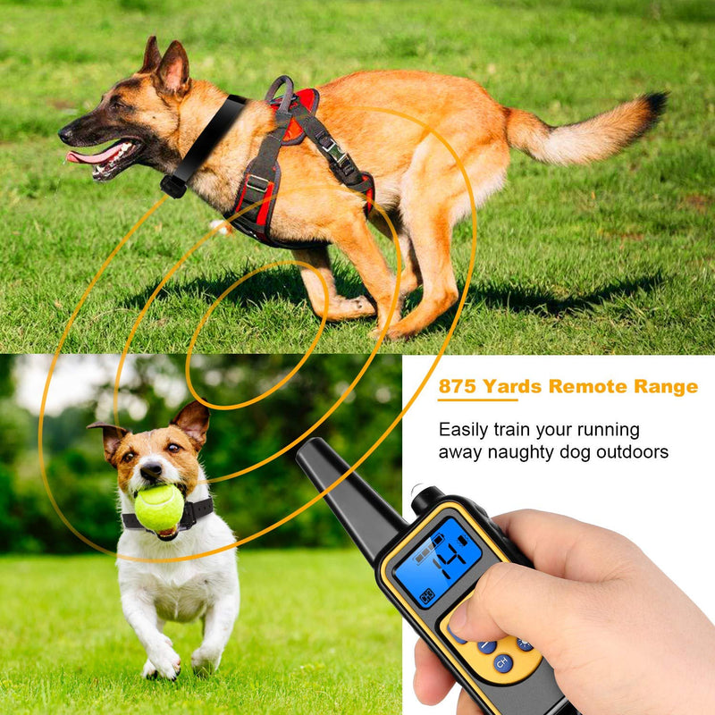 [Australia] - TeqHome Shock Collar for Dogs, Bark Collar with Remote 2600Ft, Dog Training Collar w/3 Modes Beep Vibration and 0~99 Shock Levels, Rechargeable Dog Collars for Small Medium Large Dog 