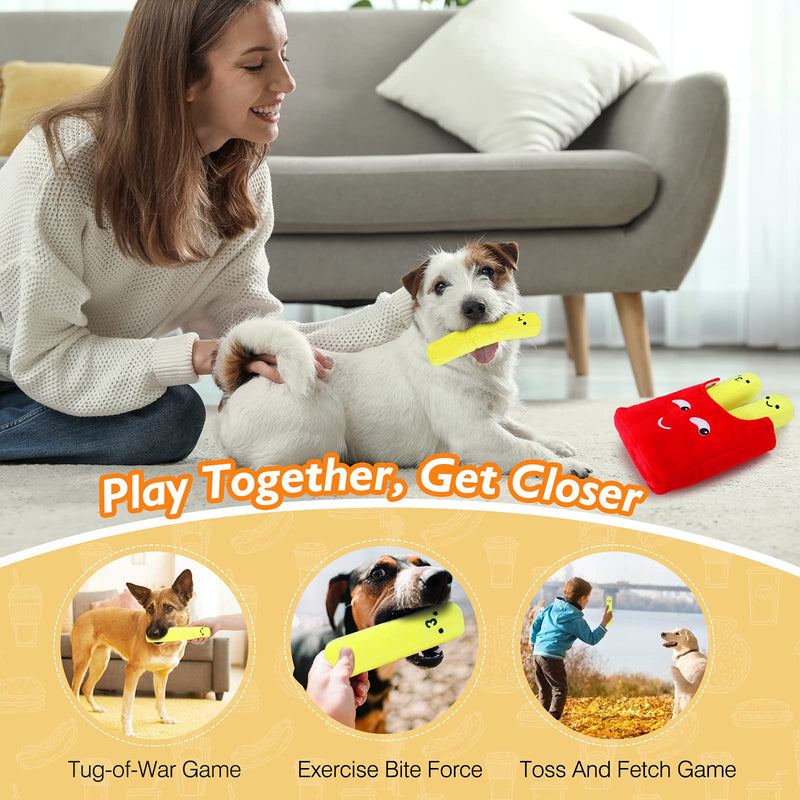 VavoPaw Squeaky Dog Toys, Interactive Plush Dog Toys, Tug of War Dog Chew Toys, Safe Soft Plush Stuffed French Fries Shaped Pet Toys, Pet Biting Training Playing Chew Toys for Puppy Small Medium Dogs - PawsPlanet Australia