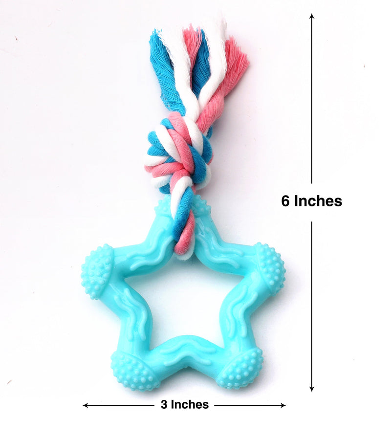 [Australia] - Comtim Puppy Chew Toys, Dog Durable Teething Toys with Rope for Puppies and Small Dogs Blue Star 