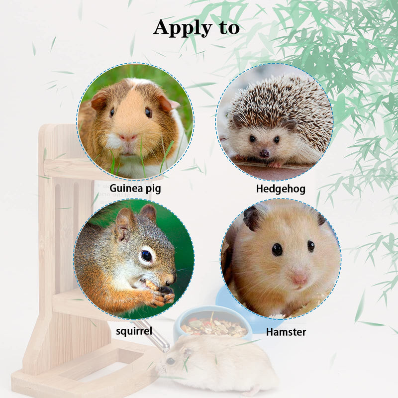 Hamster Water Bottle with Stand, Adjustable Wooden Small Animal Water Dispenser Stand Guinea Pig Water Bottle With Hamster Bowls and plastic spoon for Guinea Pig Rat Hamster Gerbil Chinchilla (125ML) 125ML - PawsPlanet Australia