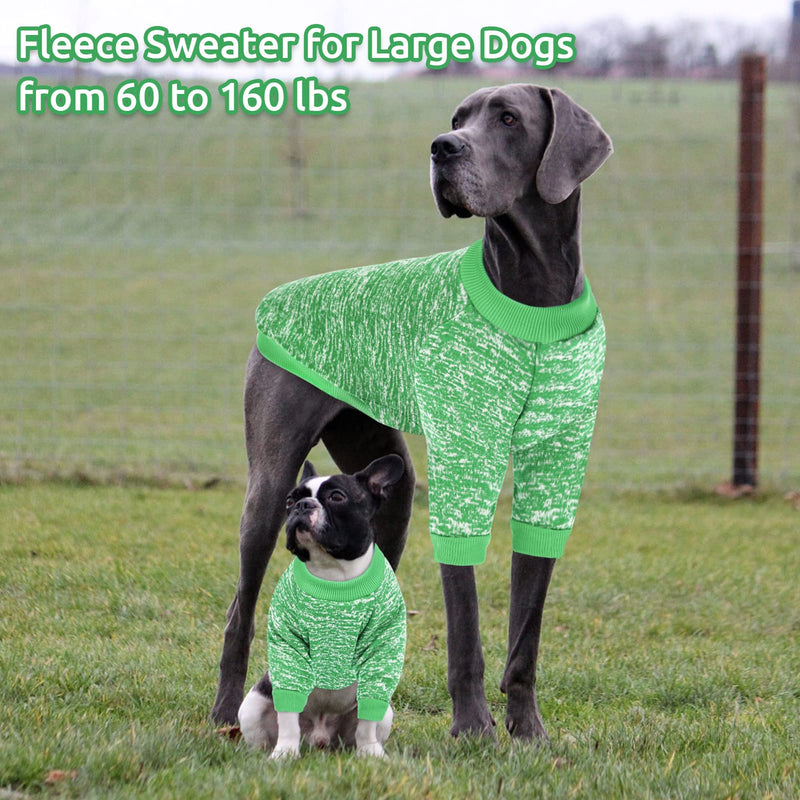 Queenmore Large Dog Sweater, Warm Fleece Dog Sweater for Medium and Large Size Dogs, Dog Winter Sweater, Soft Cold Weather Sweater for Labrador, French Bulldog, Beagle, Corgi, Boxer, Great Dane, Green 7XL(Chest 30.3" - Back Length 25.5") - PawsPlanet Australia