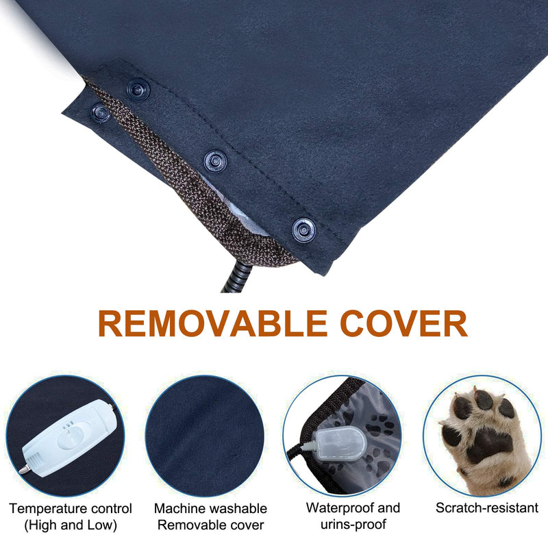 Pet Heat Pad 40x32cm, Constant Heating Safe Electric Heated Mat Anti Bite Waterproof with Removable Flannel Cover, Soft for Puppies Kittens - PawsPlanet Australia