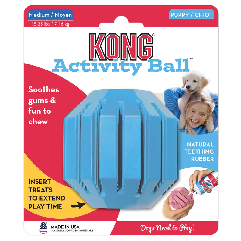 KONG - Puppy Activity Ball™ - Soft Rubber, Treat Dispensing Dog Toy for Teething Pups - For Medium Puppies (Assorted Colors) - PawsPlanet Australia