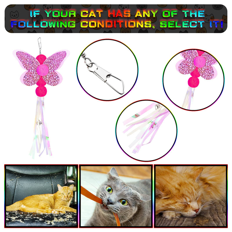 12 Pieces Interactive Cat Feather Toys, 2 Retractable Cat Wand Toy, 5 Teaser Refills Worm Bird Feathers and 5 Teaser Refills Worm Butterfly Toys, Cat Toys for Indoor Cats Kitten Play Chase Exercise - PawsPlanet Australia