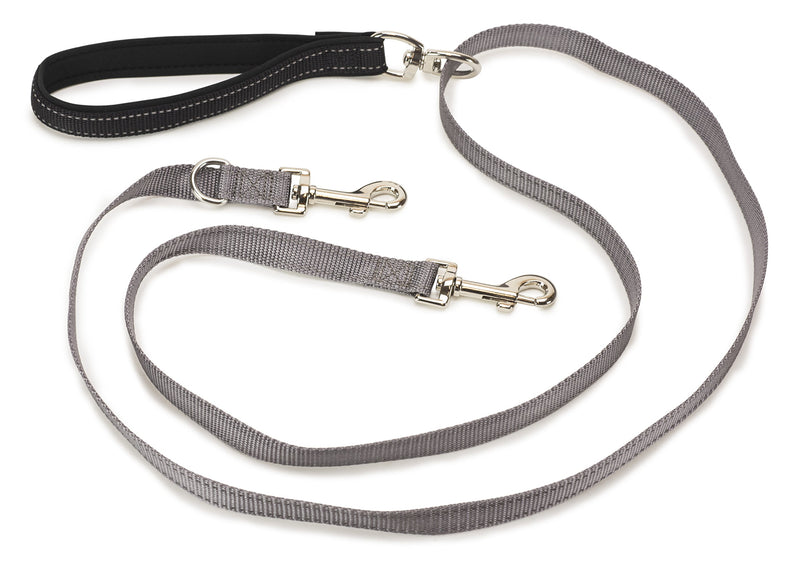 [Australia] - PetSafe Two Point Control Leash, Padded Handle and Reflective Nylon Add Comfort and Security, 360 Swivel Offers No Tangle, Converts to Single Four Foot Leash for One Pet 3/4 in. Wide Leash 