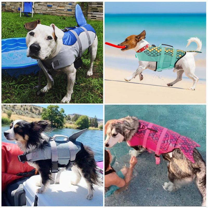 [Australia] - KOESON Dog Life Jacket, Fashion Pet Swimming Vest, Puppy Life Saver with Adjustable Strong Handle Small Grey 