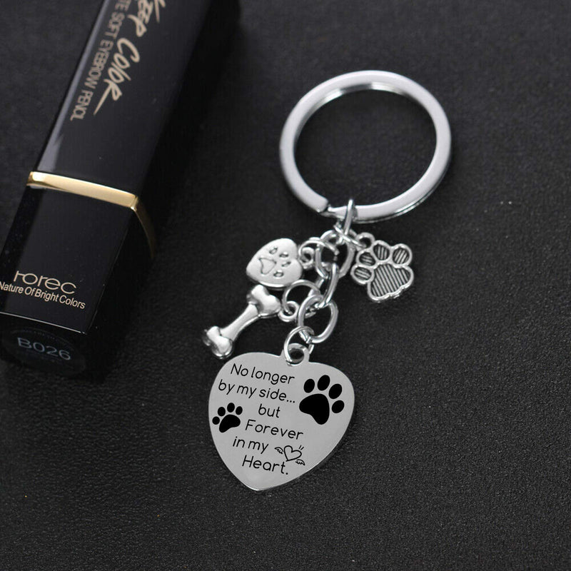 Paw Prints Key Ring Dog Memorial Gifts No Longer by My Side Forever in My Heart Keychain Loss of Dog Gifts Pet Memorial Keyring No Longer By My Side Styles11 - PawsPlanet Australia