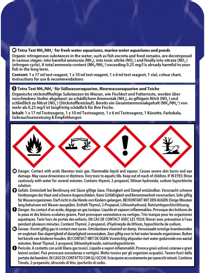 Tetra Test NH3/NH4, Easy to Use Kit for Determining Ammonia Levels Reliably and Precisely, 17 ml - PawsPlanet Australia