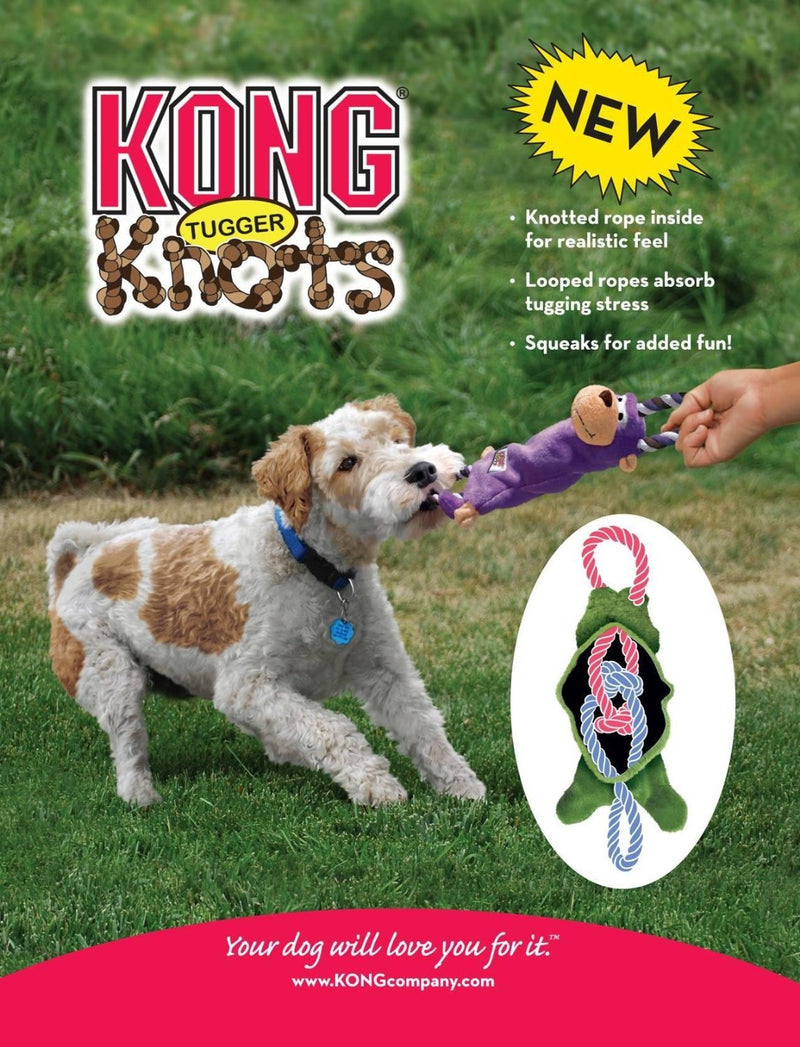 KONG - Tugger Knots Monkey - Tug of War Dog Toy, Minimal Stuffing and Looped Ropes for added Strength - For Small/Medium Dogs - PawsPlanet Australia