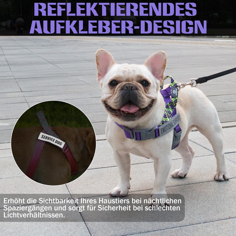 Paworld Dog Harness, Service Dog Harness, Norwegian Harness Dog, Safety Harness with 4 Reflective Patches, Adjustable Handle, for Walking, Training and Running (Purple, XS) Extra Small (Pack of 1) Purple - PawsPlanet Australia