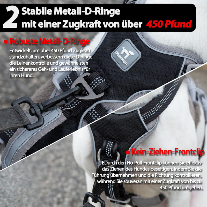 Huntboo Dog Safety Harness, Safety Harness for Dogs, Fully Reflective Harness with Padded Handle, Waterproof, Adjustable Vest for Medium Dogs (Black, M) Medium (Pack of 1) Black - PawsPlanet Australia