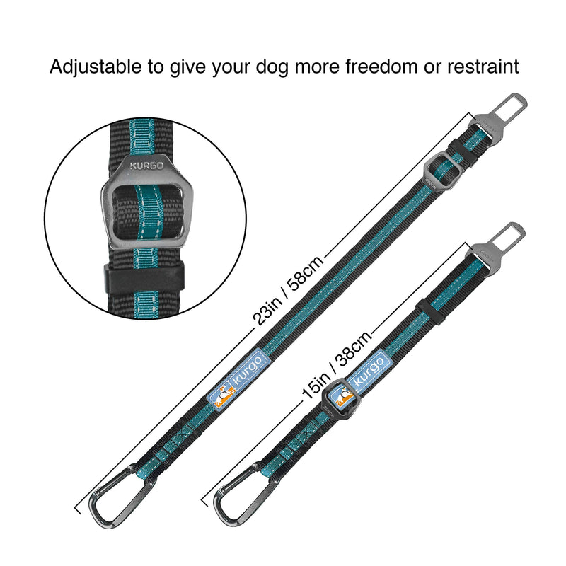 Kurgo Car Seat Belt for Pets, Adjustable Dog Safety Belt Leash - Charcoal Grey (Pack of 2) 2 Pack Carabiner Clip - PawsPlanet Australia