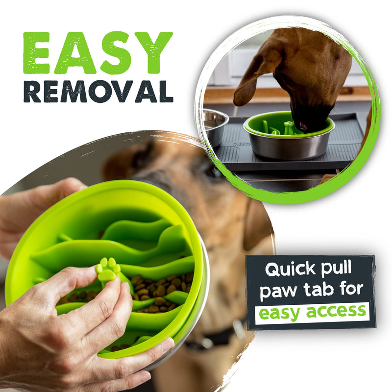 Mighty Paw Slow Feed Dog Bowl Insert | Interactive Puzzle Maze Feeder for Fast Eaters. Prevents Gulping and Vomiting. Holds 3 Cups of Food Pets. Dishwasher-Safe BPA-Free Silicone Medium Green - PawsPlanet Australia