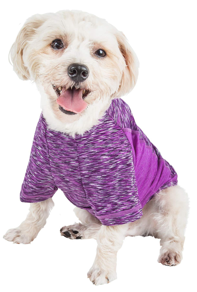 [Australia] - Pet Life Active 'Warf Speed' Heathered Ultra-Stretch Sporty Performance Dog T-Shirt Small Purple 