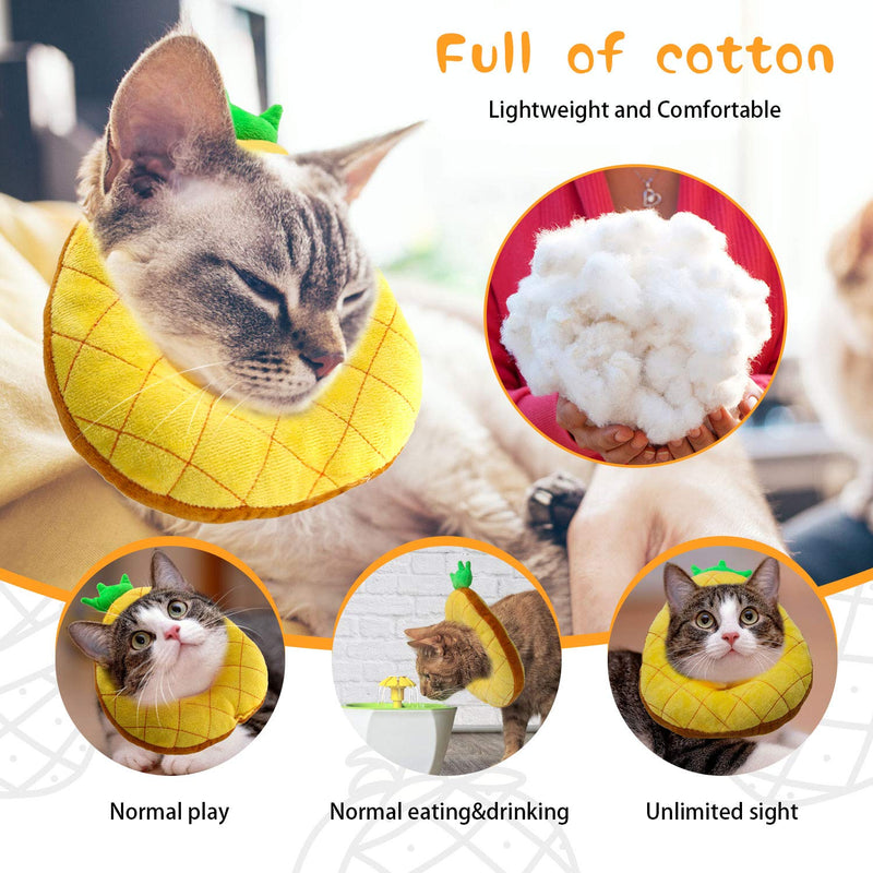 HYLYUN Cat Recovery Collar - Cute Sun Flower Neck Cat Cones After Surgery, Adjustable Cat E Collar, Surgery Recovery Elizabethan Collars for Kitten and Cats Pineapple - PawsPlanet Australia