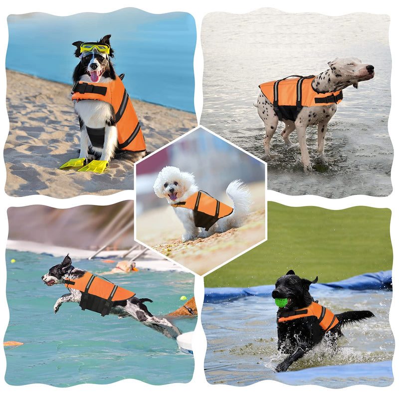 Dogcheer Dog Life Jacket, Dog Life Swim Vest Small Medium Large, Reflective Puppy Life Jacket Dog Floatation Vest PFD with Enhanced Buoyancy and Rescue Handle for Swimming Boating XX-Small Orange(Chest Girth 28-35cm/11-13.78") - PawsPlanet Australia