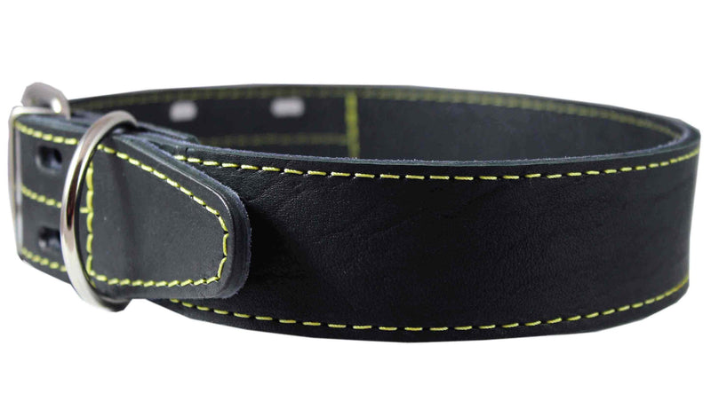 [Australia] - Genuine Thick Leather Dog Collar 20"-27" Neck Size, 1.75" Wide, Black Mastiff, Great Dane 